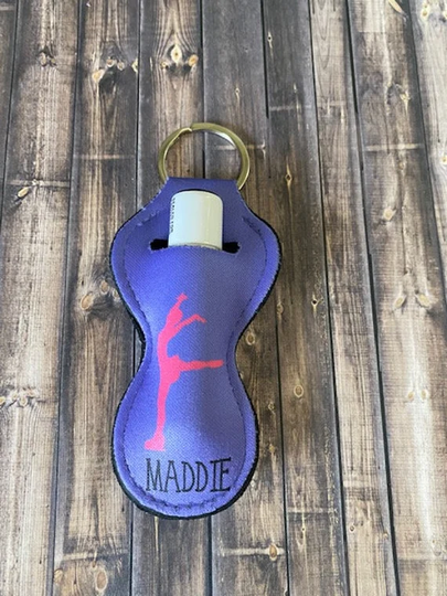Personalized Ice Skater/Figure Skater Lip Balm Holder Keychain