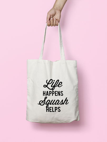 Life Happens Squash Helps Tote Bag Long Handles K2541