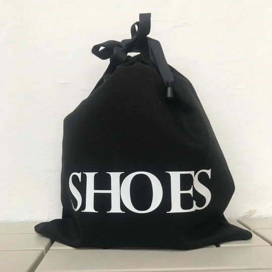 Black Shoes Bag. Travel Cotton Personalized Drawstring Handmade Organizing Black Travel