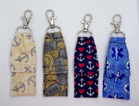 Closed Top Chap Stick First Responder Military Hero Navy Patriot Nurse Medical Veteran Flag American Dog Tags Anchor Stars Keychain Chapwrap