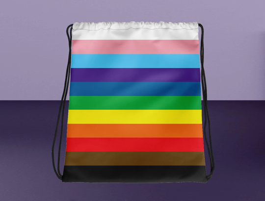 Pride For All Inclusive Poc Trans Gay Flag Drawstring Fitness Gym Bag Quick Backpack/Progress Packable Back Pack Book