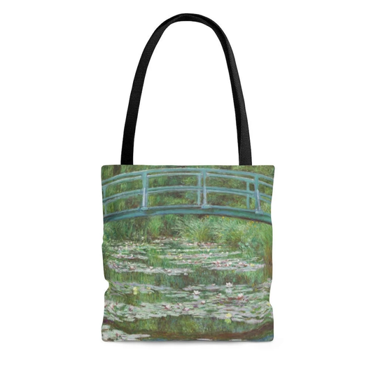 Ladies High Quality Monet Impressionist Bridge Painting Large Tote Shopping Beach Bag