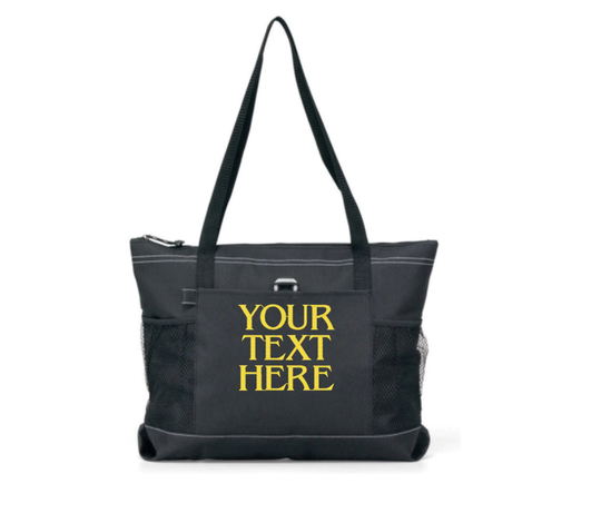 Embroidered Zippered Tote Bag, Customized Tote, Zip Beach Personalized Monogrammed Gift, Gift