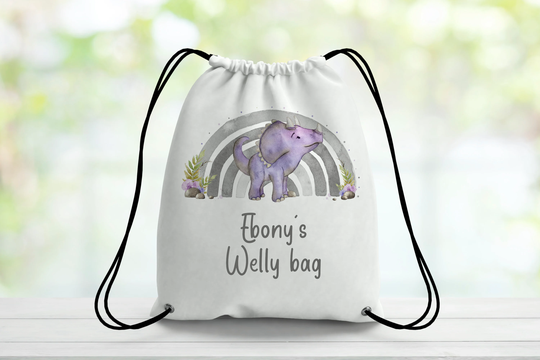Personalised Triceratops Welly Bag