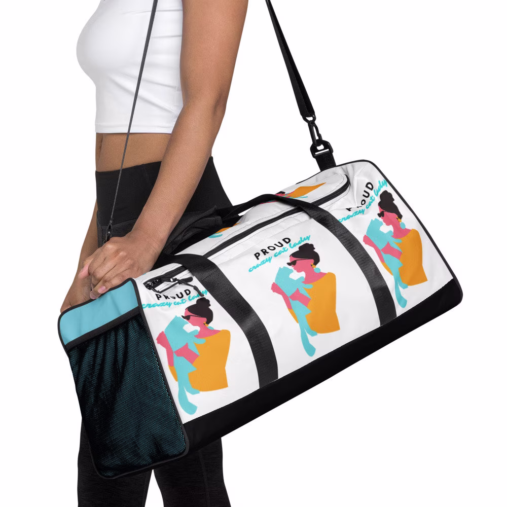 Proud Crazy Cat Lady Duffle Bag, Cute, Designer, Color-Block Street Style, High Quality, Lover's Gift For Her