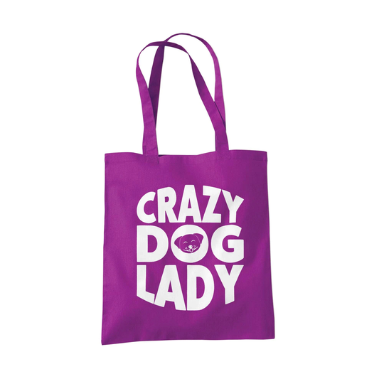 Crazy Dog Lady Gifts For Lovers Owners - Reusable Shopper Shoulder Tote Bags Women Cotton Fabric Gift Bag With Dogs On 6 Colours