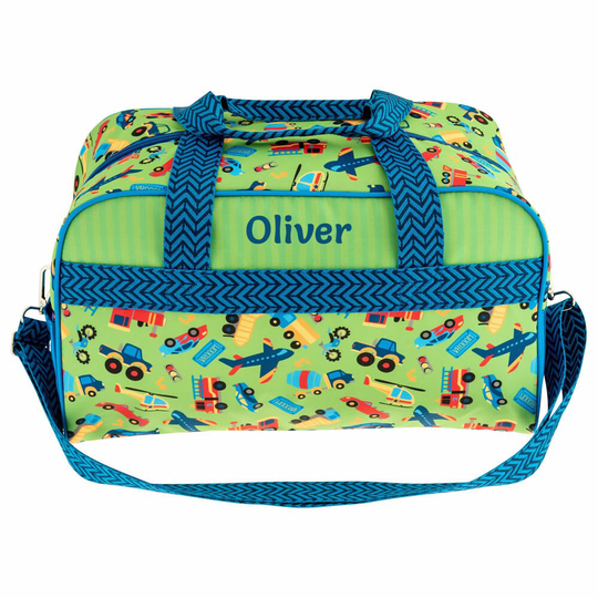 Personalised Kids Duffle Bag With Green Transportation Design | Boys For Sport, School, Travel Sports School