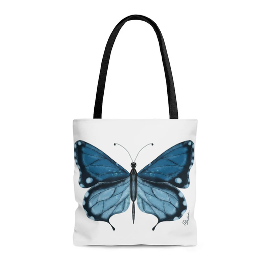 Butterfly Tote Bag, Blue Book Travel Shoulder Tote, Durable Grocery Beach Lover
