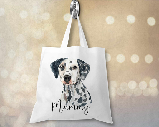Dalmatian Personalised Tote Bag Any Name Shopping Tote White Or Natural
