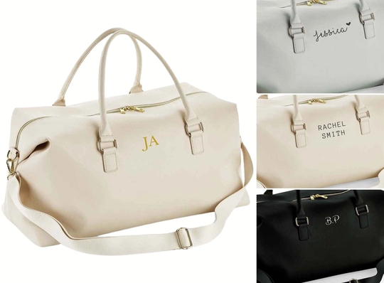 Personalised Weekend Bag/Pu Leather Holdall Hospital Bride Wedding Monogram Name Or Initials