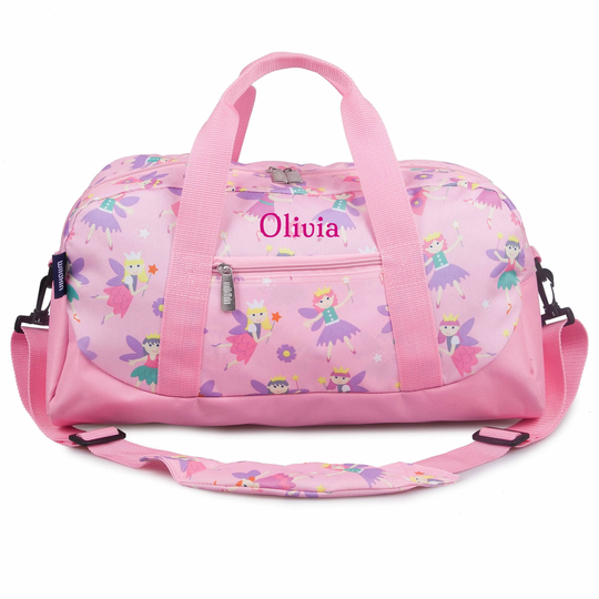 Personalised Girl Duffle Bag With Fairy Princess Design For School, Travel, Weekend | Kids Holdall, Barrel Sport