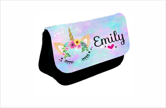 Personalised Unicorn Face Pencil Case Back To School Girls Birthday Christmas Gift Stationary School Bag Lunch Bag Supplies Book