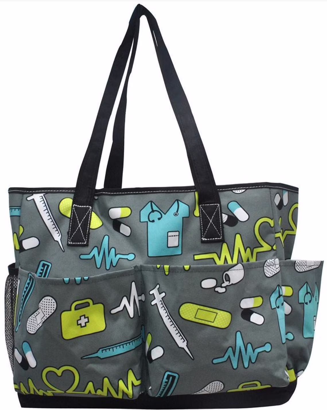 Nurse Tote Personalized, Zippered Large Utility Caddy Bag, Gifts, Canvas Tote, Embroidered Monogram Medical Bag