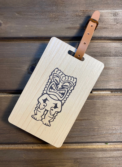 Engraved Tiki Luggage Tag 4" X 2.5
