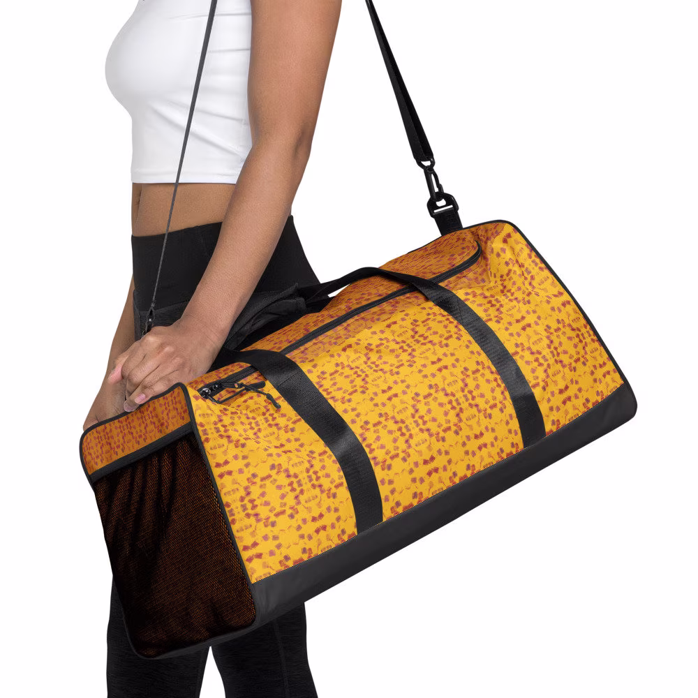 Buttercup Duffle Bag With Maroon Pattern - Great For School, Travel Or The Gym