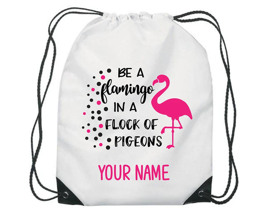 Personalised Flamingo Gym Bag Pe Dance Sports School Swim Shoe Water Resistant
