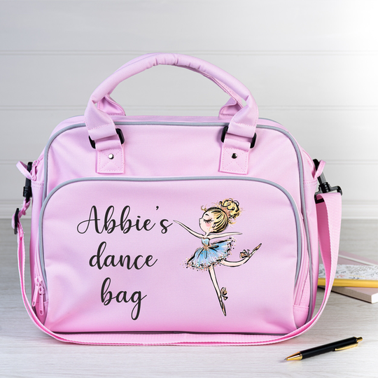 Personalised Ballet Dance Class Bag, Ballerina, Any Name Added, Pink Satchel