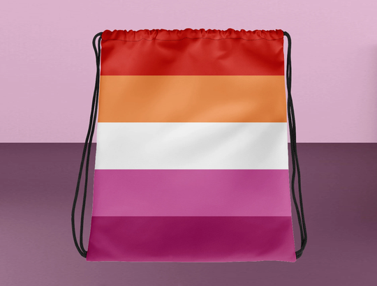 Lesbian Pride Flag Drawstring Fitness Gym Bag Quick Backpack/Lez Packable Back Pack Book