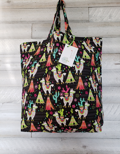 Llama Reusable Cloth Shopping Tote Bag, Fabric Market Store Gift Washable, Sustainable & Eco Friendly Bag