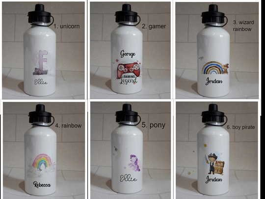 Kids Personalised Water Bottle, 500Ml Back To School, Sports Customised Bottle