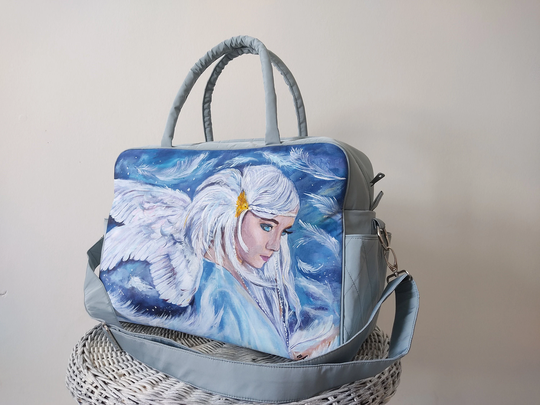 Large Bags Women Made To Custom Order, Hand Painted Large Shoulder Bag For Women, Duffel With Anime Painting, Travel One Of A Kind