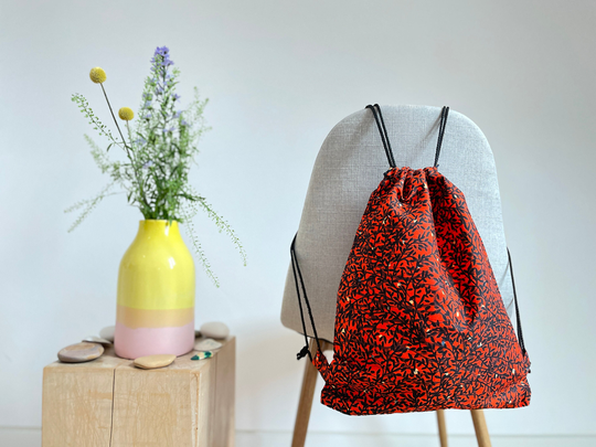 Orange ||Simple Unisex Gym Bag For Adults & Teens, Ideal As Festival Backpack - Made From African Fabric