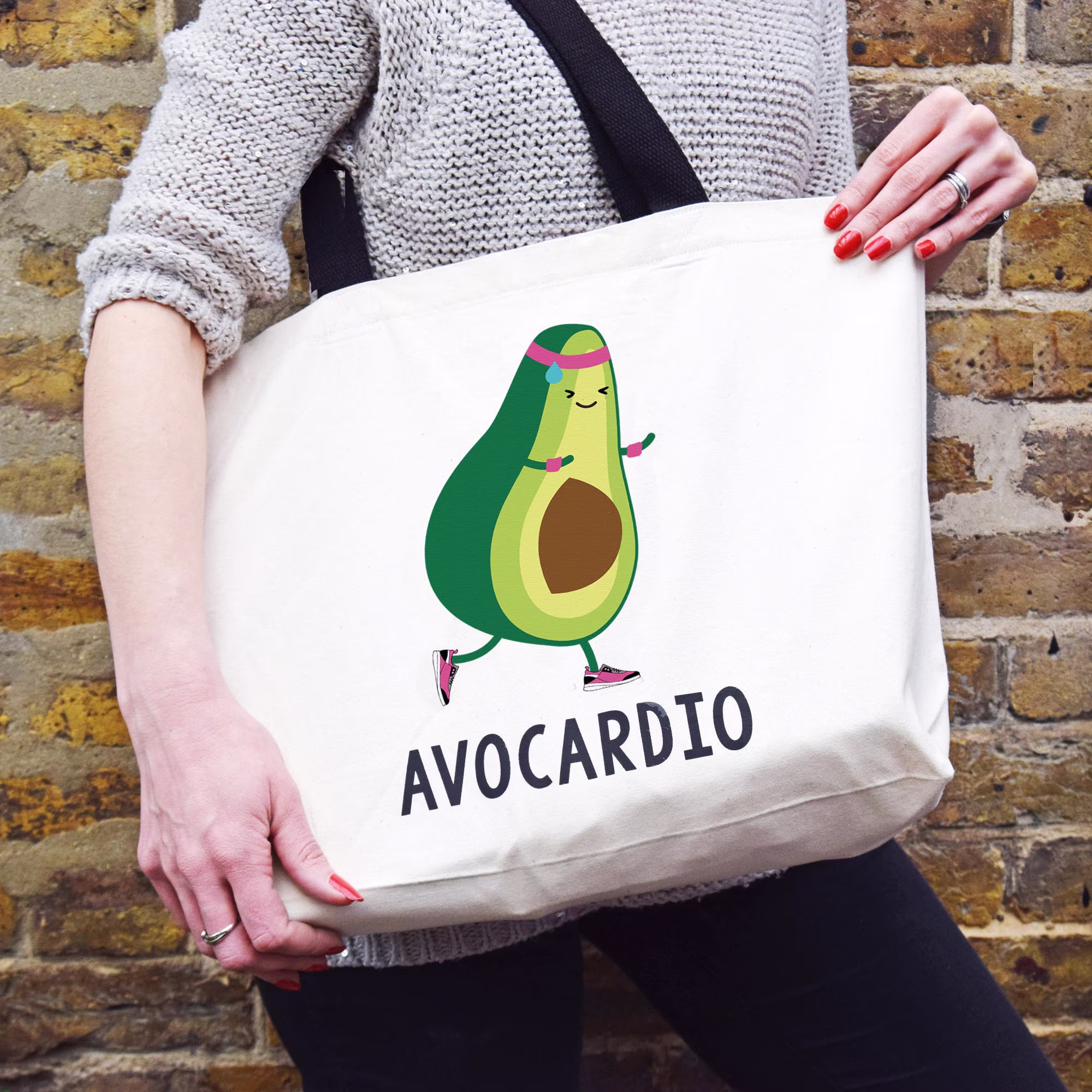Funny Avocado Gym Bag, Avocado, Womens Gift, Vegan Reusable Shopping Tote Shopper