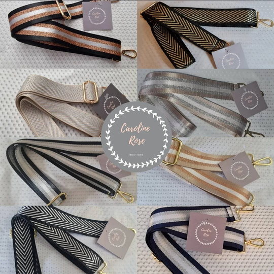 Glitzy Striped/Arrow Changeable Bag Straps - Gold Hardware
