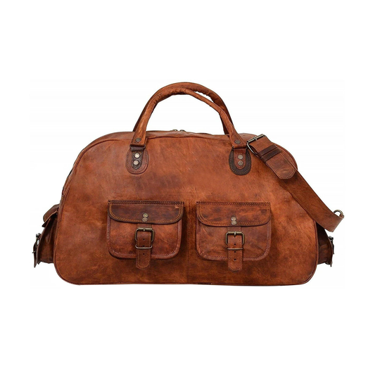 Full Grain Leather Duffel Bag, Brown Weekender Tan Travel Bag For Men & Women, Real Overnight | Gift Him