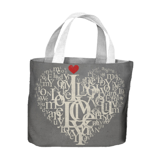 Love Heart Typography Tote Shopping Bag For Life