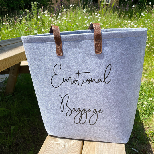Personalised Tote, Emotional Baggage Large Eco Friendly Tote, Leather Look Pu Felt Tote