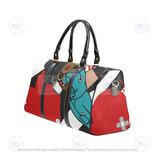 Unique Travel Bag| Stylish Holdall Duffel Overnight Weekend Holiday Carry On| Afro Medical Nurse Doctor| Natural Curly Hair| Free Shipping