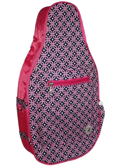 Ladies Printed Pickleball Sling Bag - Sydney | Pink & Navy Dot New | Designed Expressly For