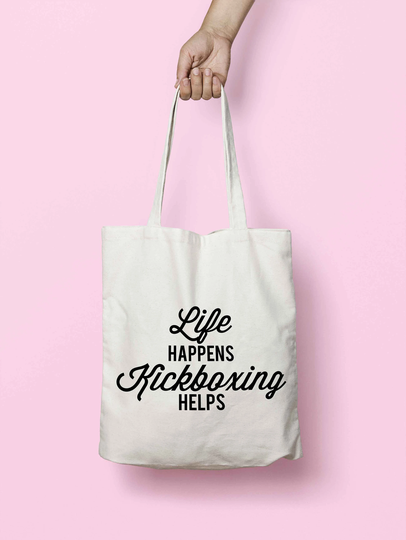 Life Happens Kickboxing Helps Tote Bag Long Handles K2533