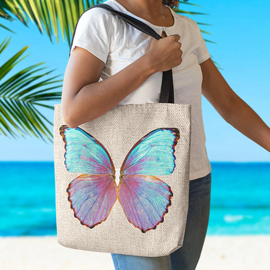 Butterfly Tote Bag Blue Butterfly Tote Cute Aesthetic Trending Now Beach Y2K Trendy Clothes Weekender