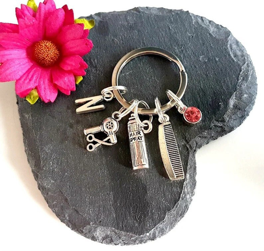 Personalised Hairdresser Keychain, New Hair Stylist Gifts, Birthstone Scissors Keyring, Secret Santa Gift, Stocking Filler