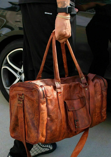 Large Brown Handmade Leather Duffel Bag, Vintage Travel Bag, Weekend Luggage Holiday Bag - Best Groomsmen Gift