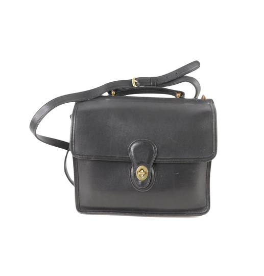 90S Coach Distressed Leather Top Handle Willis Bag Purse Black 9927, Purse, Coach