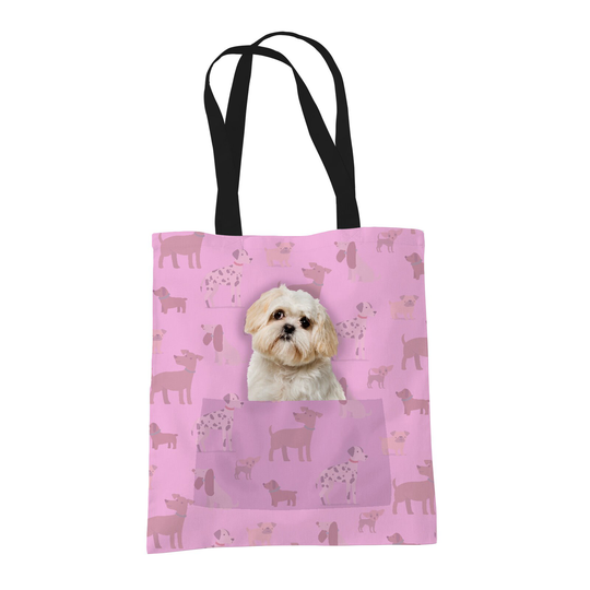 Shih Tzu Gifts For Dog Lovers Owners - Reusable Shopper Shoulder Tote Bags Fabric Gift Bag With Dogs On 4 Colours