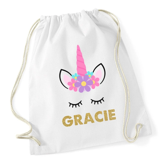 Personalised Name Unicorn Gymsac