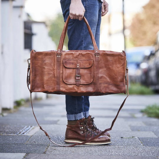 Personalised Leather Duffel Bag in Different Sizes