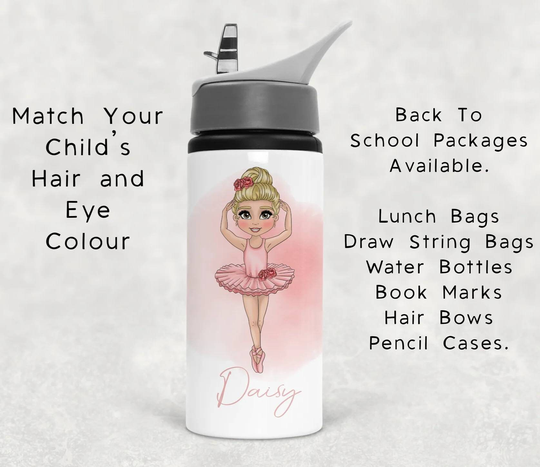 Personalised Ballerina Water Bottle, Gifts, Gym Bag, Gifts