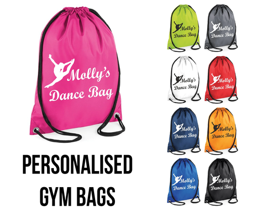 Personalised Dance Bag Printed Gym Swim Pe Kit Sack Sports Kids Drawstring School Phys Ed Novelty