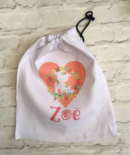 Unicorn Gym Bag - Personalised Sports Drawstring School Back To