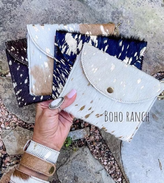 100 % Genuine Hair On Cowhide Keychain Wallet | Credit Card Cash Pouch Bag Holder - Great Gift Idea Gifts For Her Free Shipping