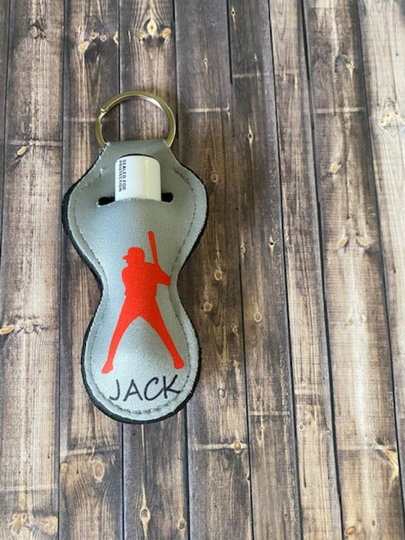 Personalized Baseball/Baseball Team/Baseball Player Team Lip Balm Holder Keychain