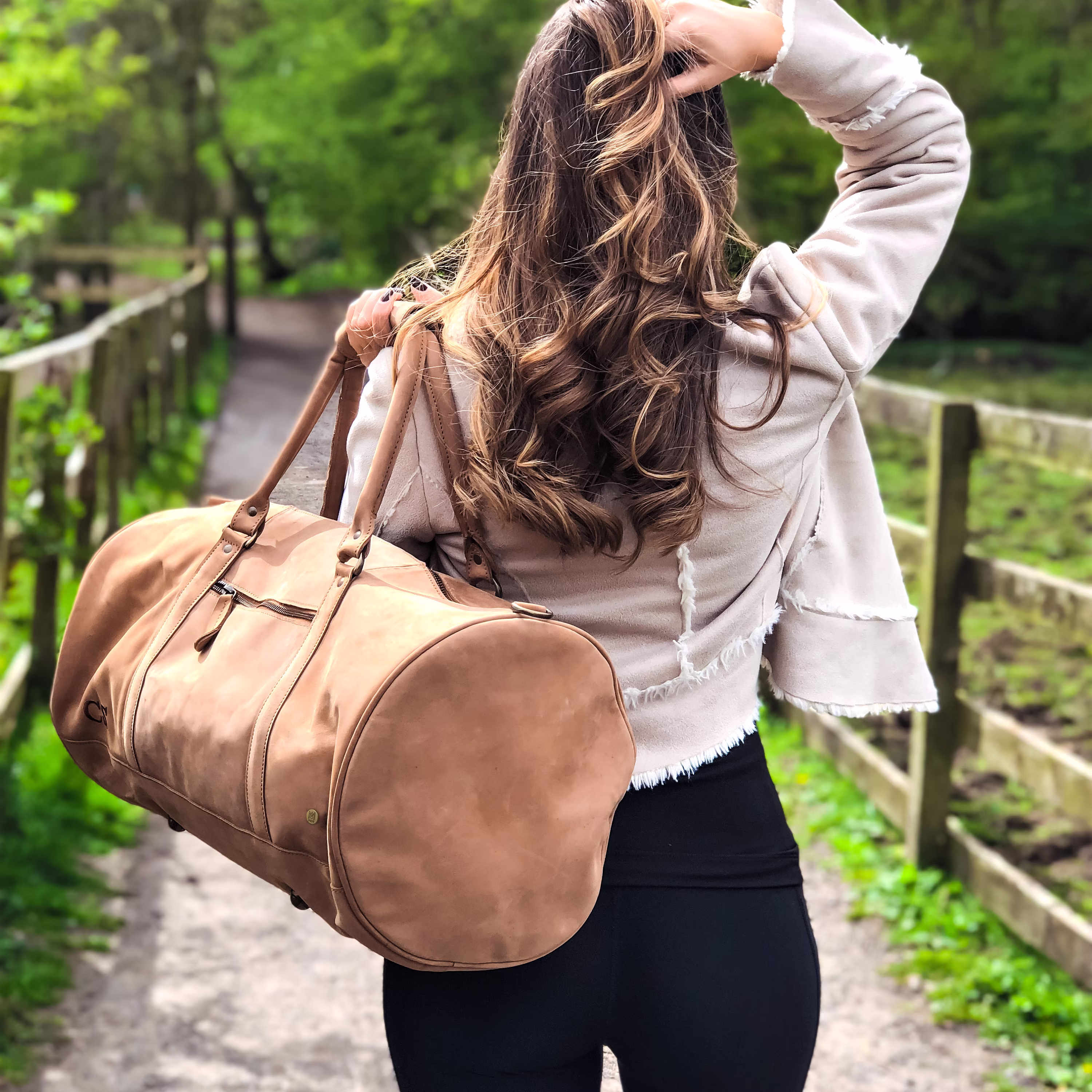 Ladies Duffle Bag - Personalized Barrel Handmade in Black, Cognac, Dark Brown & Two-Tone