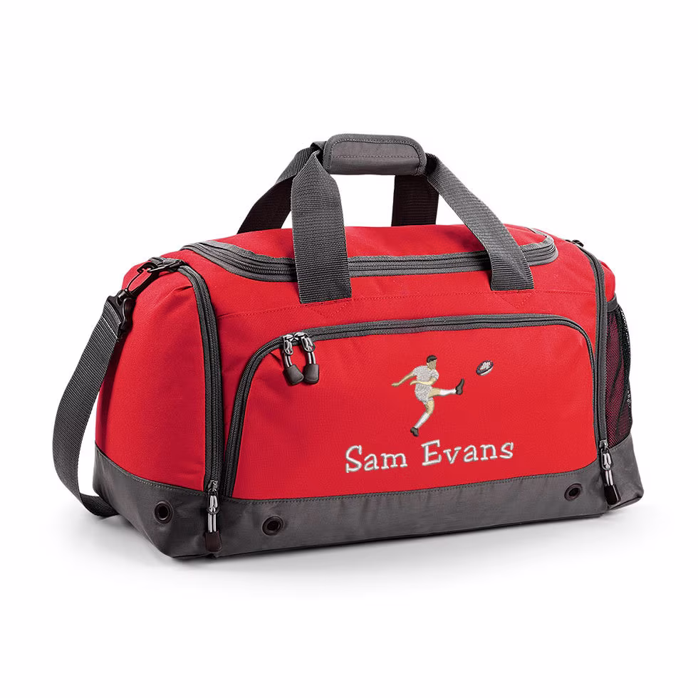 Personalised Embroidered Rugby Bag Holdall, Gifts For Boys, Girls, Logo
