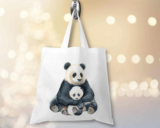 Panda Personalised Tote Bag Any Name Shopping Tote White Or Natural