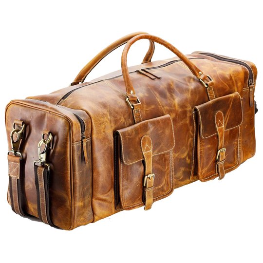 Leather Duffel Bags For Men & Women 28 Inch Bag Travel Sports Overnight Weekend Duffle Gym Cabin Holdall Bag